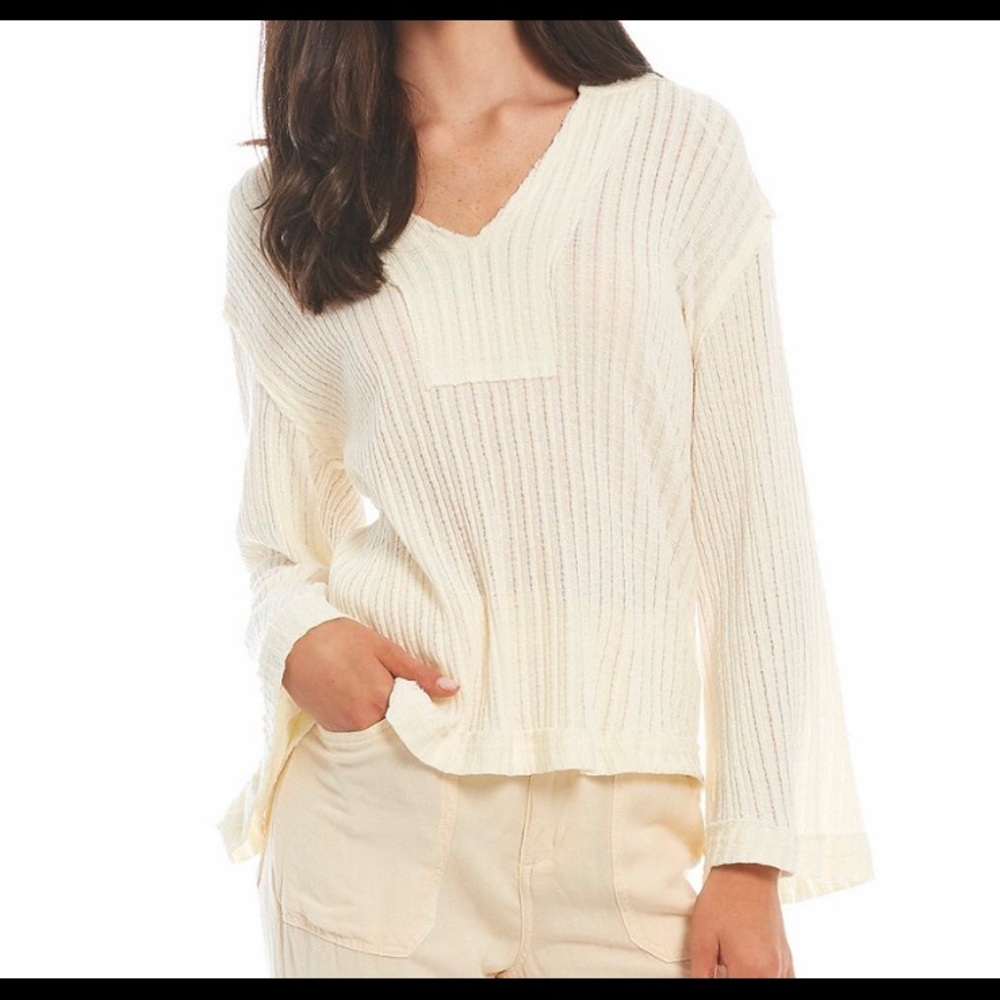 Rip Curl Ivory Bone Color Hooded Long Sleeve Tee Hi-Lo